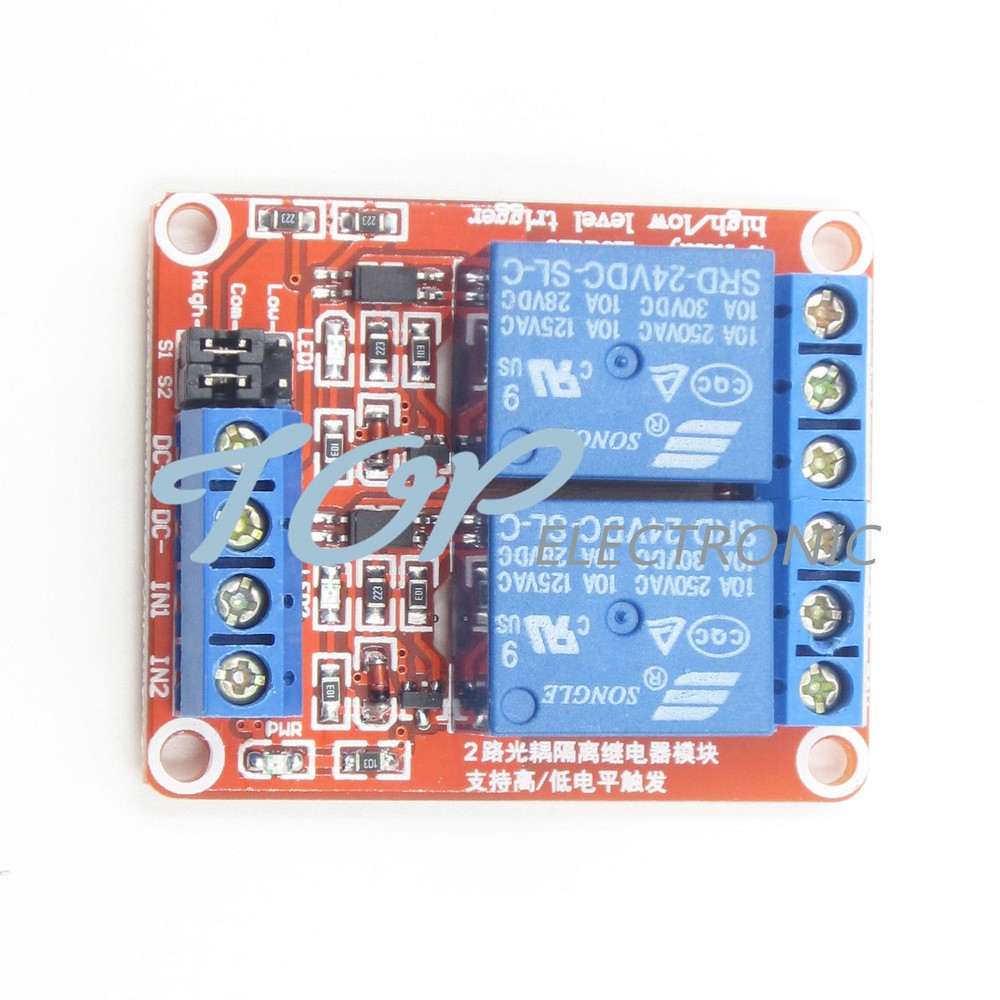 2pcs DC 24V 2-Channel Optically Isolated Control Relay PCB Board Module new