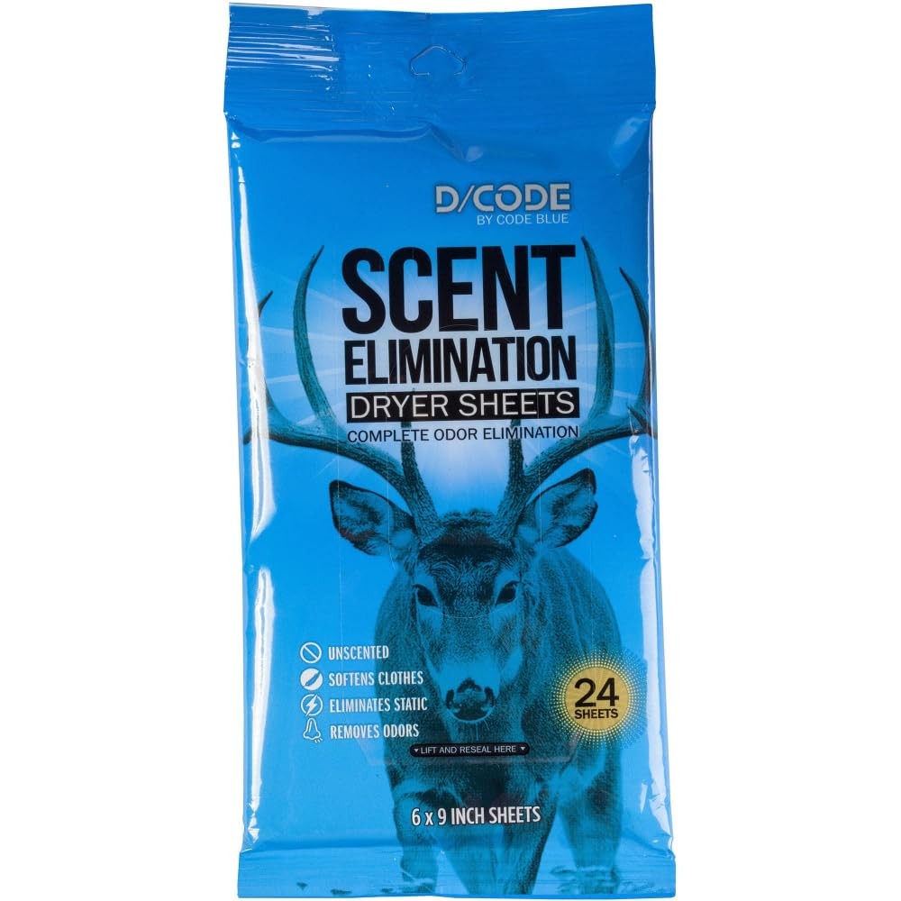 D/by Blue Scent Elimination Dryer Sheets, Unscented, 24 Sheets