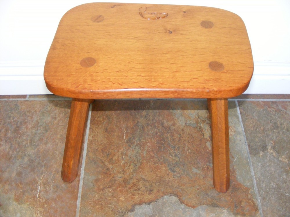 UNUSUAL BEAVERMAN COLIN ALMACK ODD OAK SHAPED STOOL /SIDE TABLE ( MOUSEMAN )