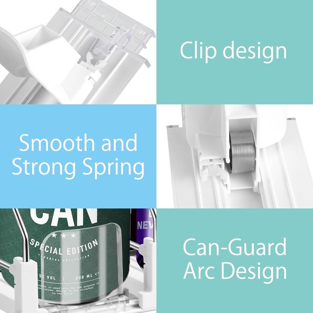 Drink Organizer for Fridge, 5 Row Automatic Pusher Glide, Adjustable Width Soda