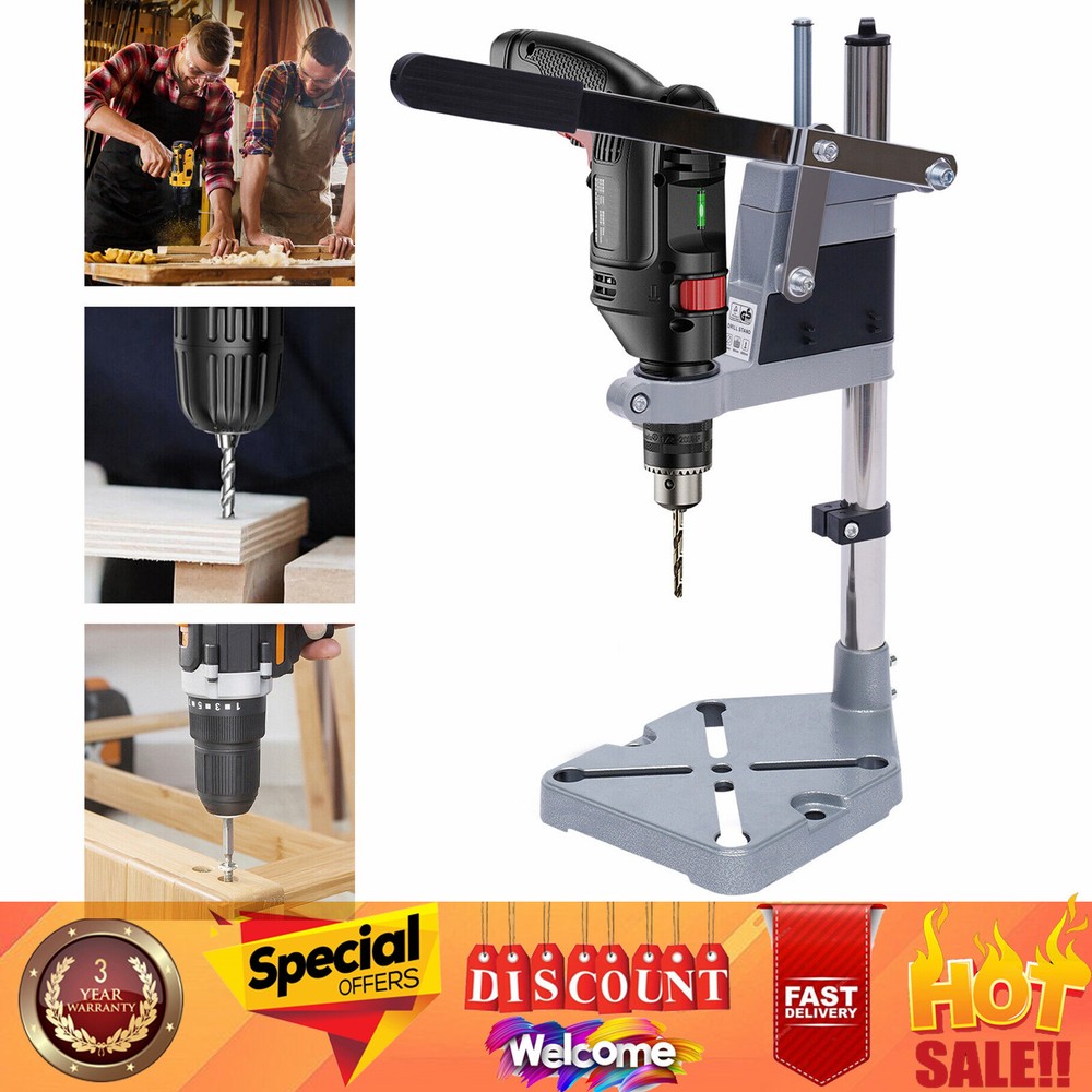 Portable Bench Clamp Drill Press Stand Adjustable Drilling Pedestal Holder Tool