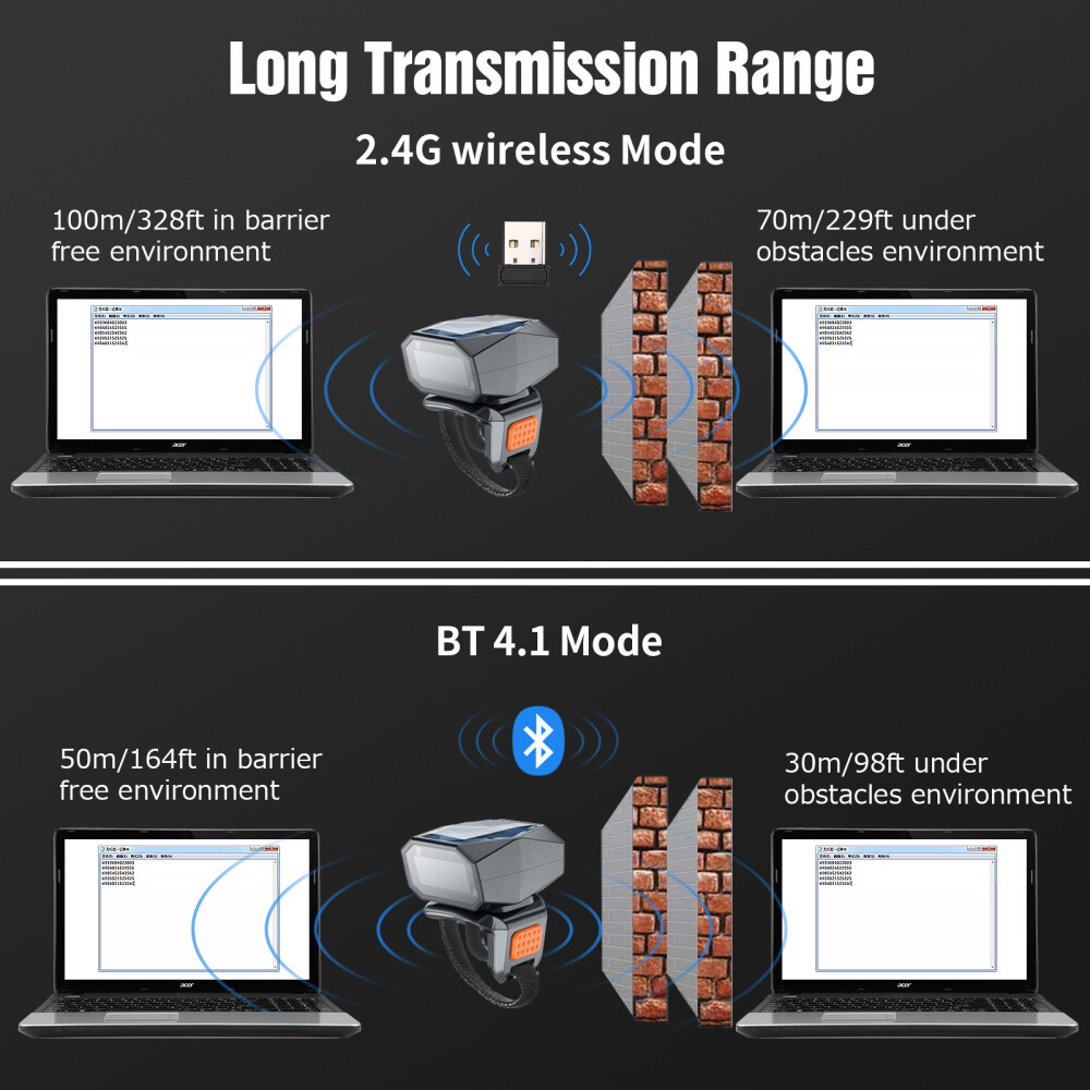 Eyoyo 5PCS 2D QR Code Barcode Scanner Wireless Wearable Ring Reader for PC Phone