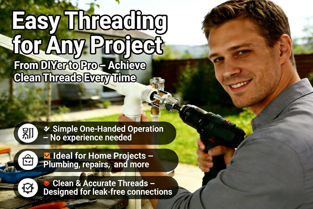 PVC Pipe Threader Kit – 4 in 1 Internal & External Pipe Threading Tool for PVC,