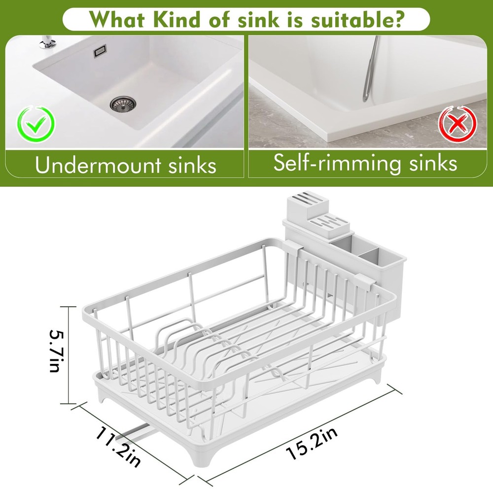 Dish Drying Rack - Space-Saving Small Dish Rack for Kitchen Counter, Rust-Res...