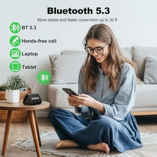 Portable Bluetooth Speaker Wireless, IPX7 Small Shower Speaker Black