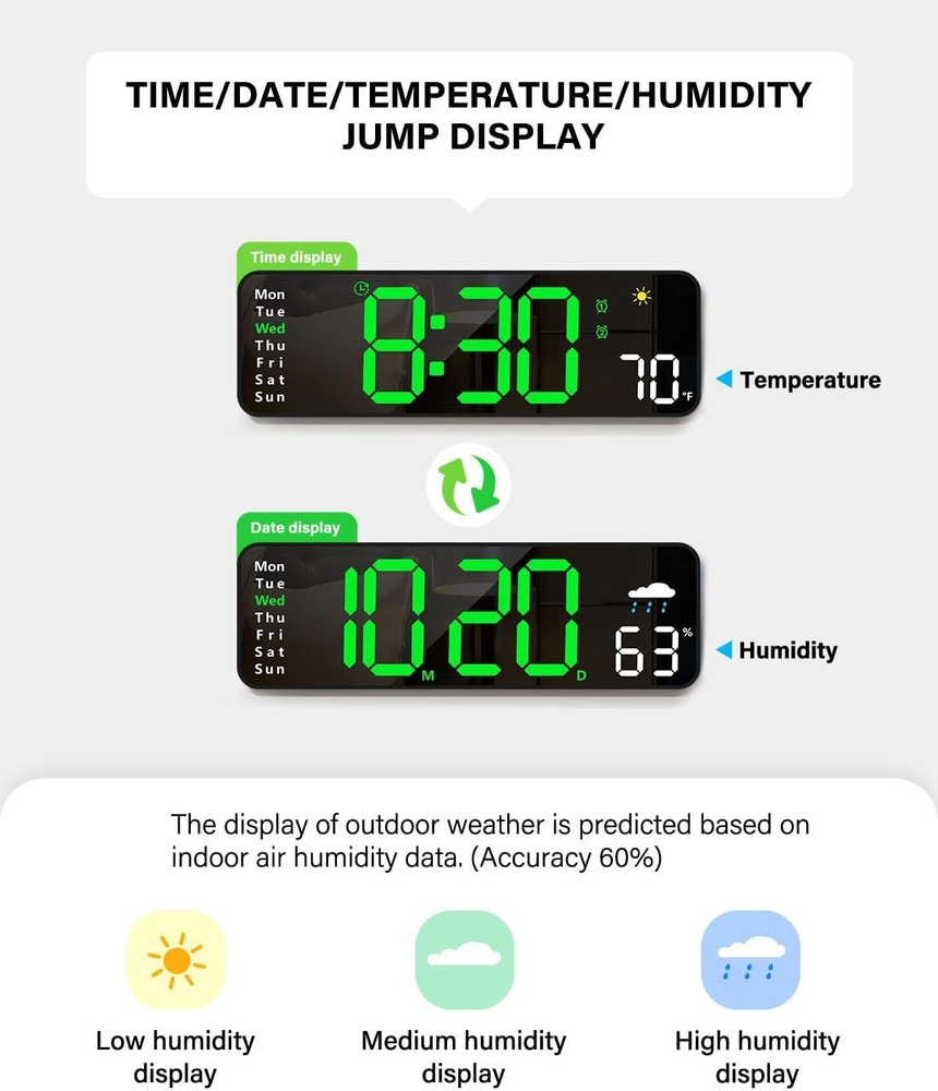 Digital Wall Clo, Digital Clo Lar Display with Remote Control,