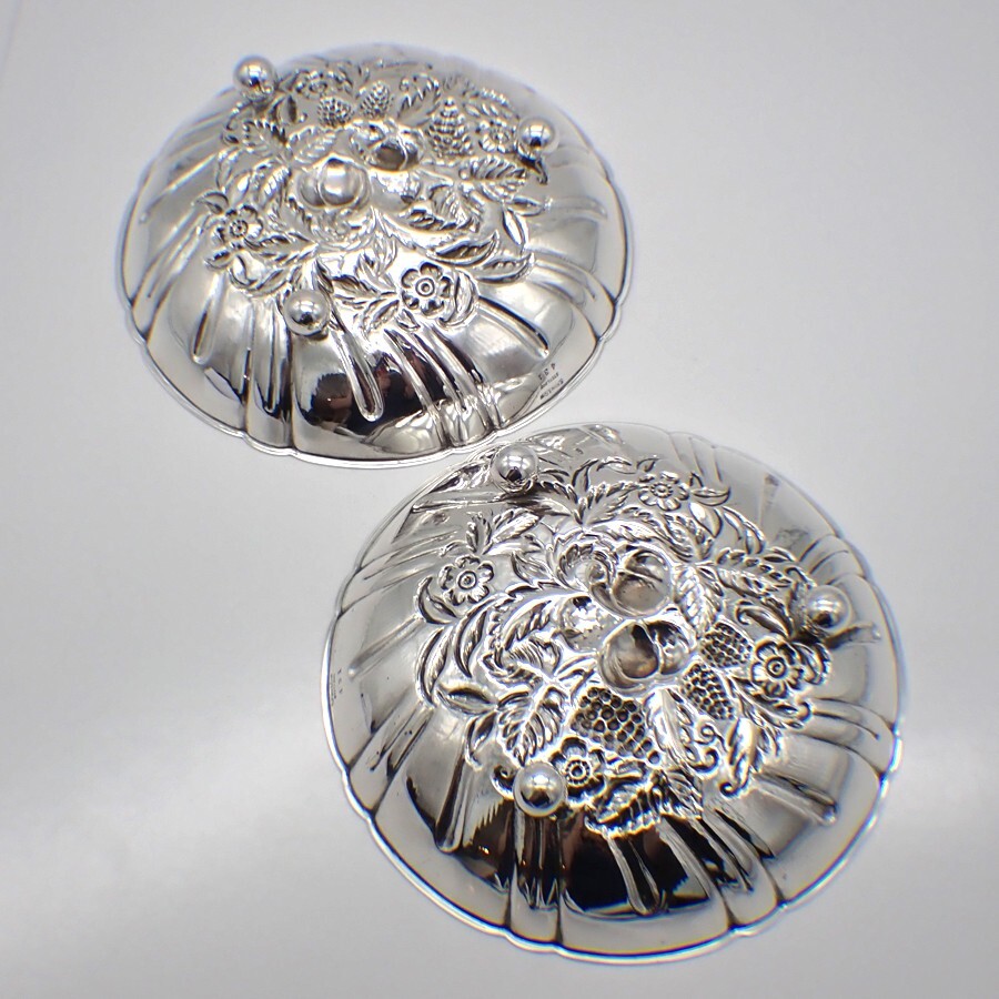 Kirk Serving Bowls Pair Repousse Fruit Designs N431 Sterling Silver