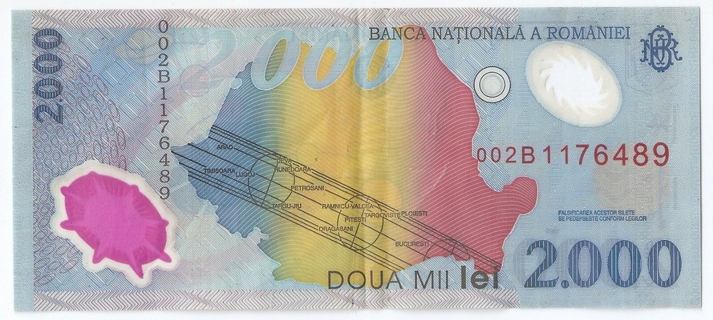Romania 2000 lei COMMEMORATIVE ISSUE Total Solar Eclipse, August 11 1999 polymer