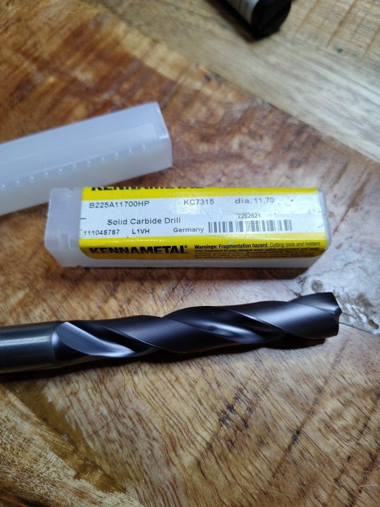 Kennametal Solid Carbide 11.7mm (.4606") Drill with Thru Cool, Coated