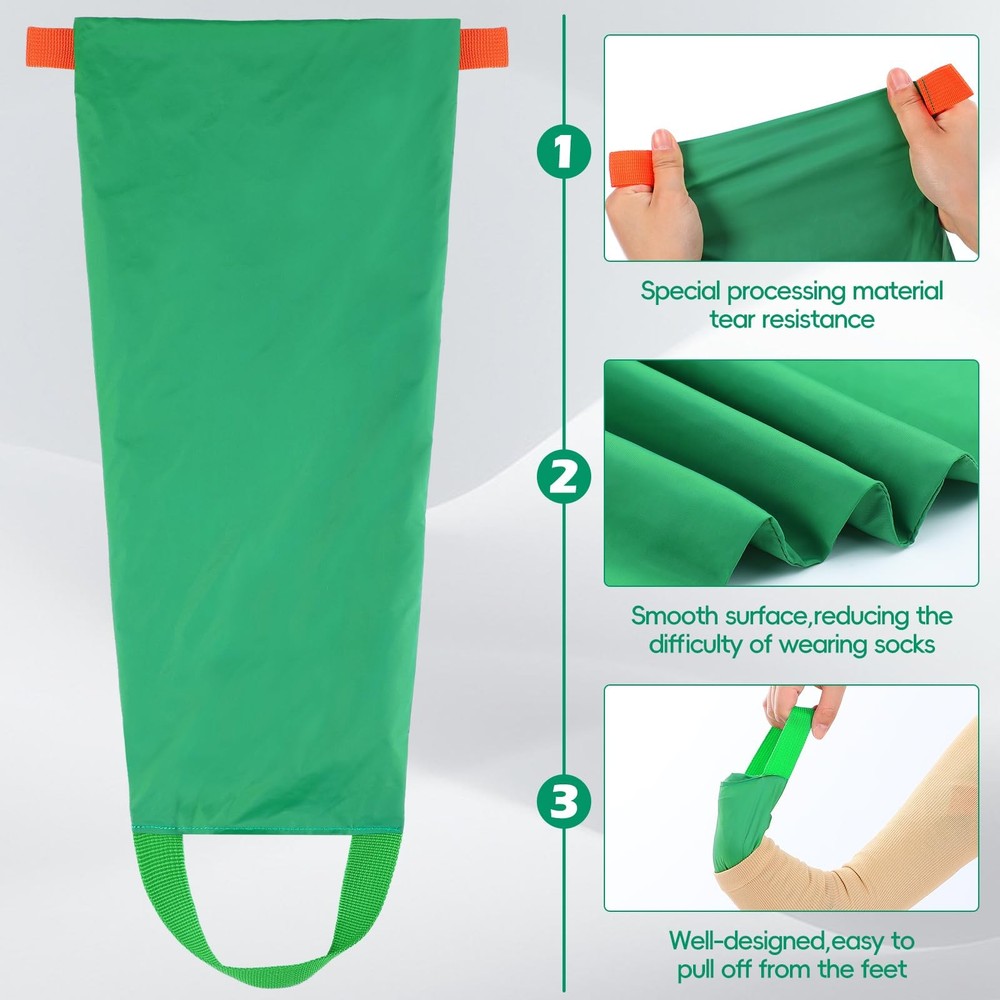 Threlaco 2 Pcs Easy Slide Compression Stocking Aid Sock Open Plus Size, Green