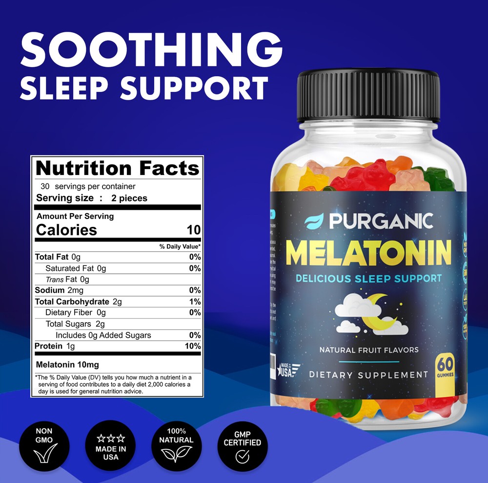 (2 Pack) Natural Melatonin Gummies - Great for Insomnia & Sleep 120ct