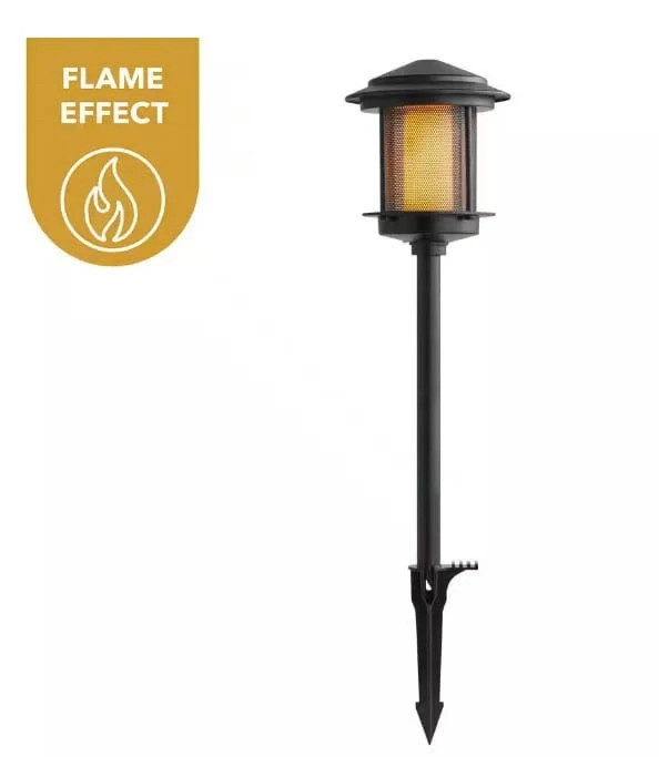 Hampton Bay Ambrose LED Path Light w/ Flicker Flame Effect - Matte Black Finish