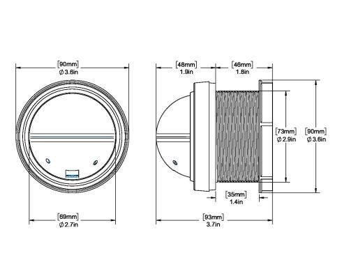 Ritchie Compass V-57.2 Dash Mount 12 Volts - Black