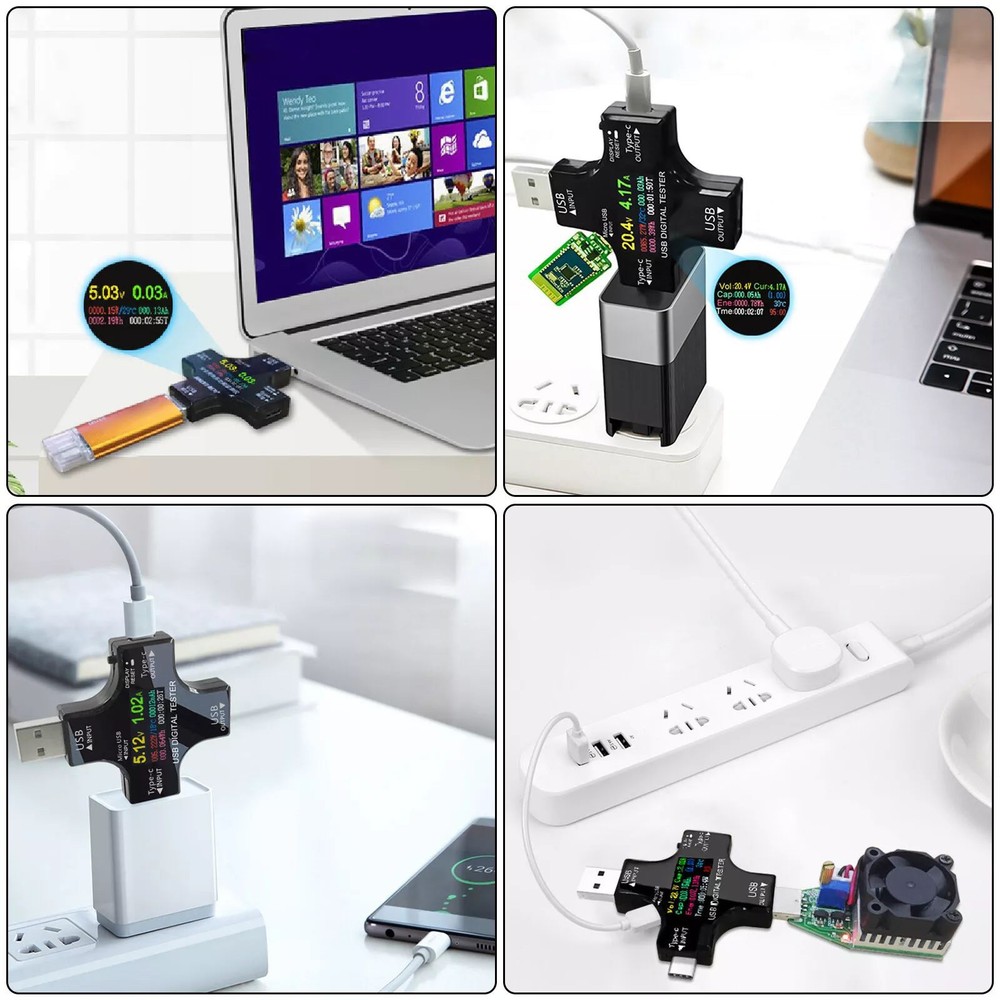 8 IPS Multiple Color Screen USB Power Meter Accepts Maximum Current: 5.1A