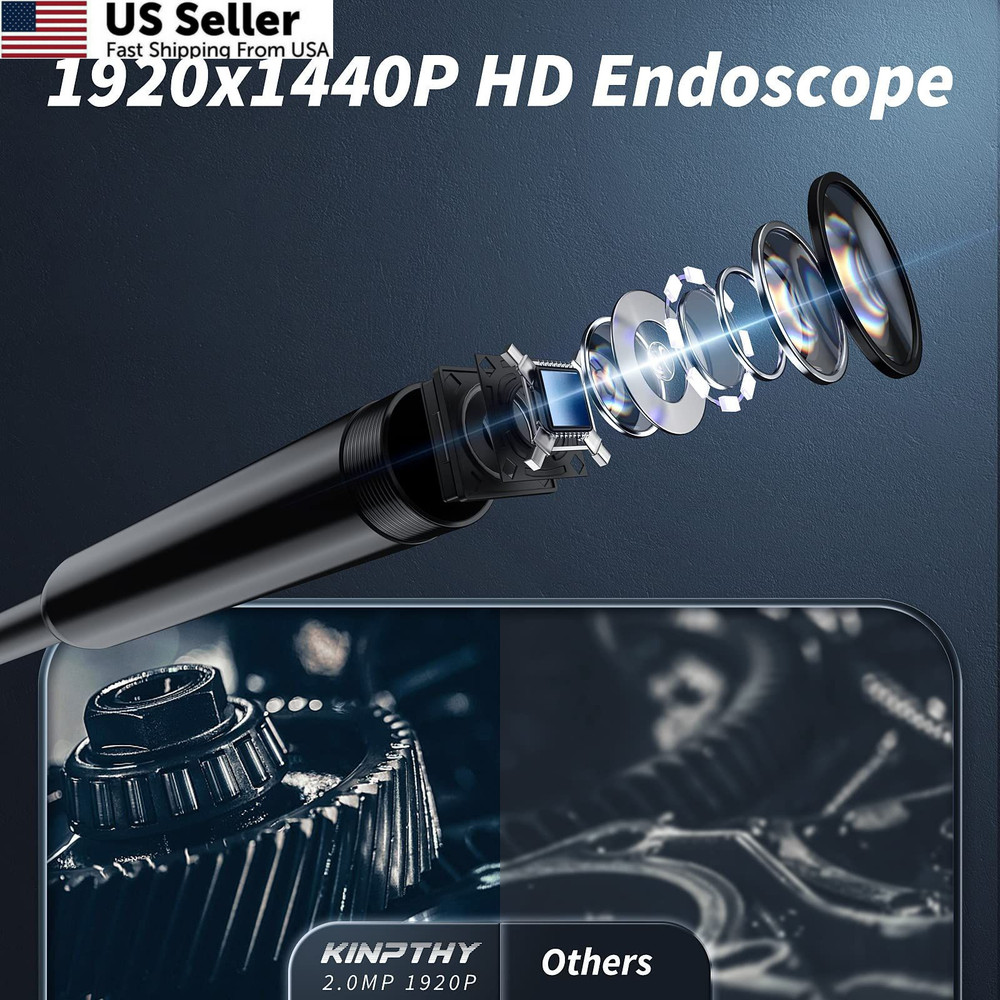 Endoscope Camera with Light, 1920P HD Borescope Tools 8 16.4ft, Black