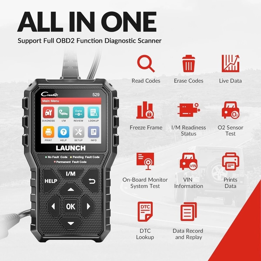 LAUNCH CR529 OBD2 Scanner OBD Code Reader Car Check Engine Fault Diagnostic Tool