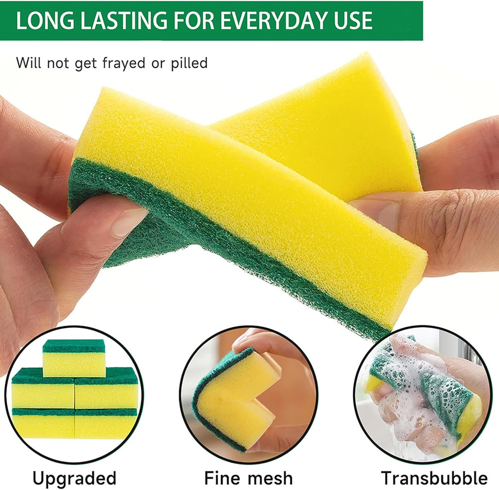 32 Pack Heavy Duty Scrub Sponges Compressed Non Scratch Kitchen Cleaning