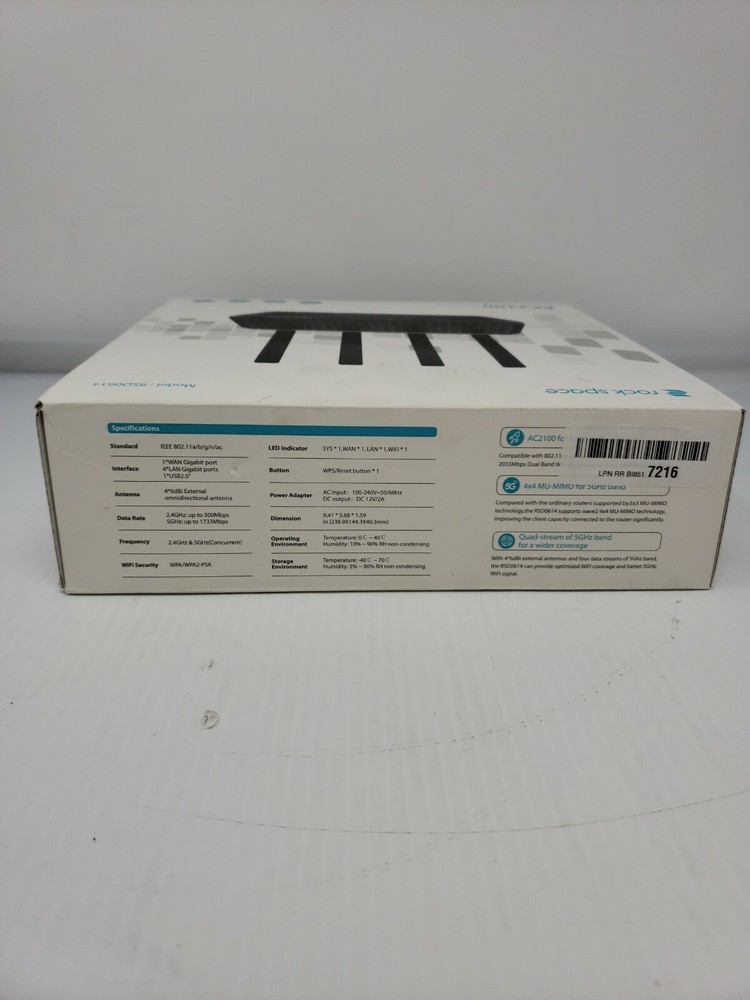 Rockspace AC2100 Dual-Band Router, Black (RSD0614)