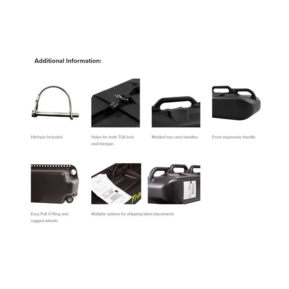 TRANSPACK Hard High Density Polyethylene Ski Case Shuttle| Molded Handles & R...