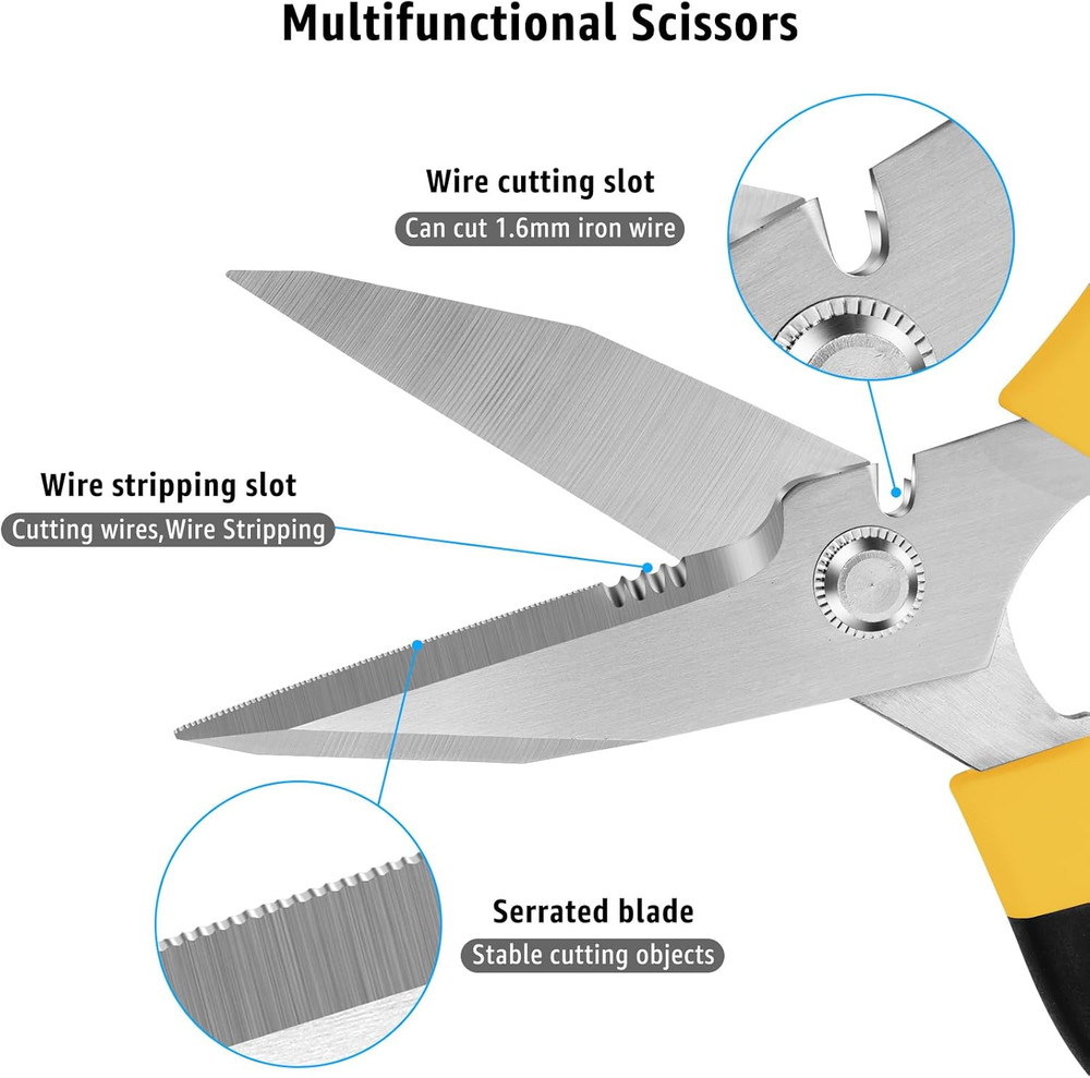 Utility Scissors Heavy Duty: 8-Inch Sharp Scissors All Purpose Heavy Duty, Serra