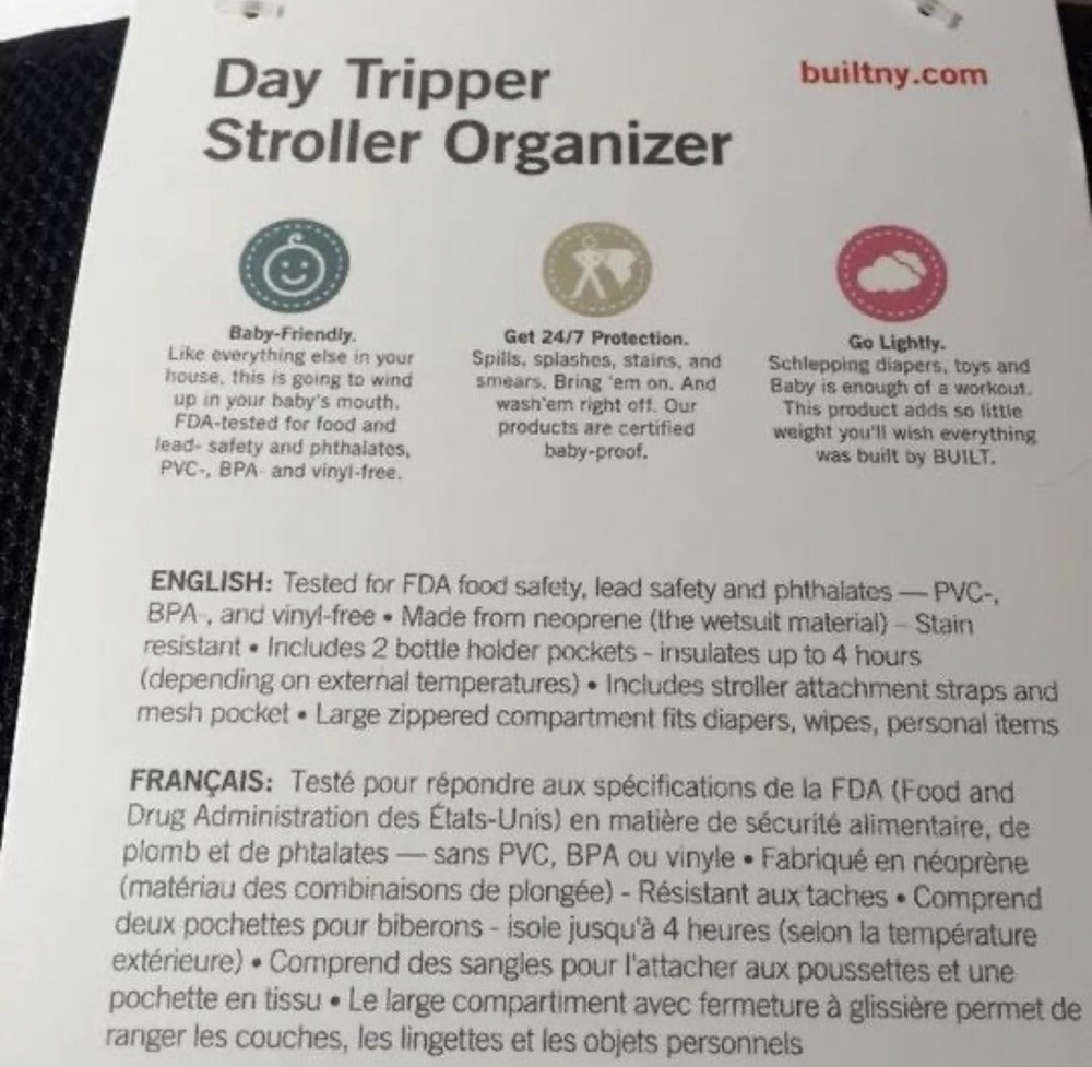 NEOPRENE STROLLER ORGANIZER BUILT NY "DAY TRIPPER" NEW