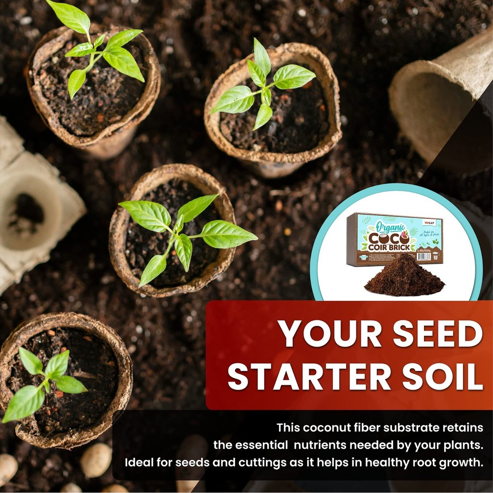 Compressed Coco Coir 1.4 LBS Brick Coconut Soil with Low EC & PH Balance
