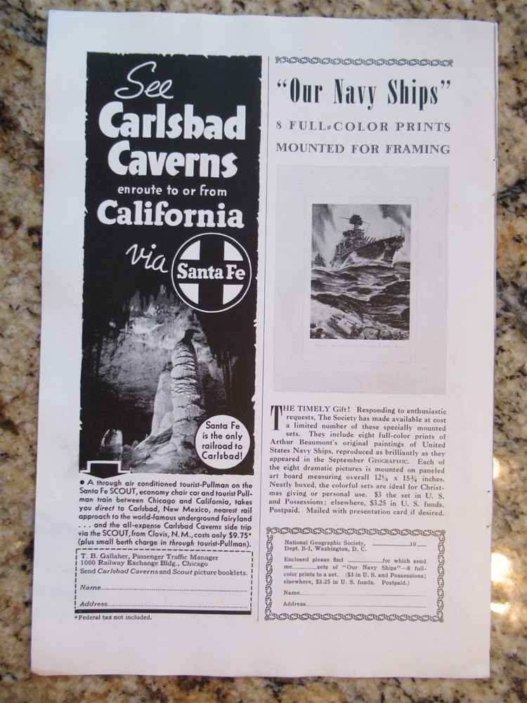 1942 Skyway Series Studebaker Commander - Carlsbad caverns Santa Fe Navy Ships