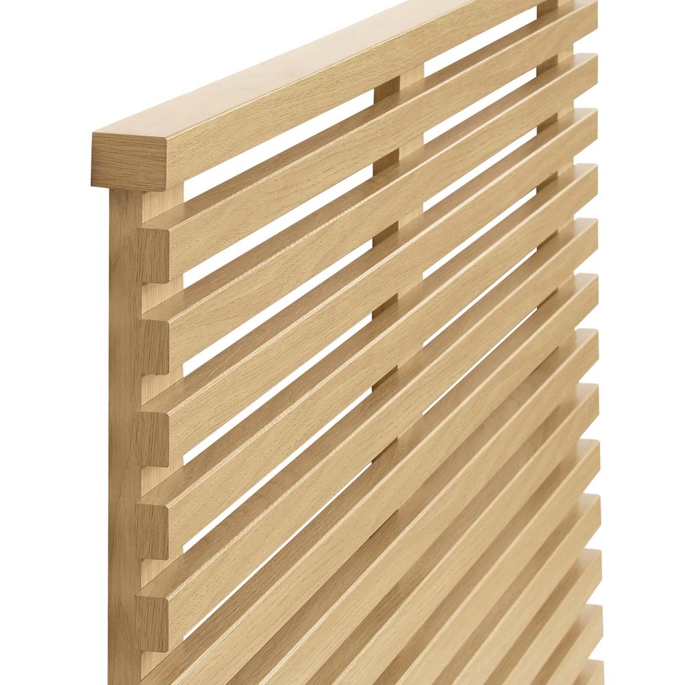 Modway Render Mid-Century Modern Wall-Mount Twin Headboard in Oak