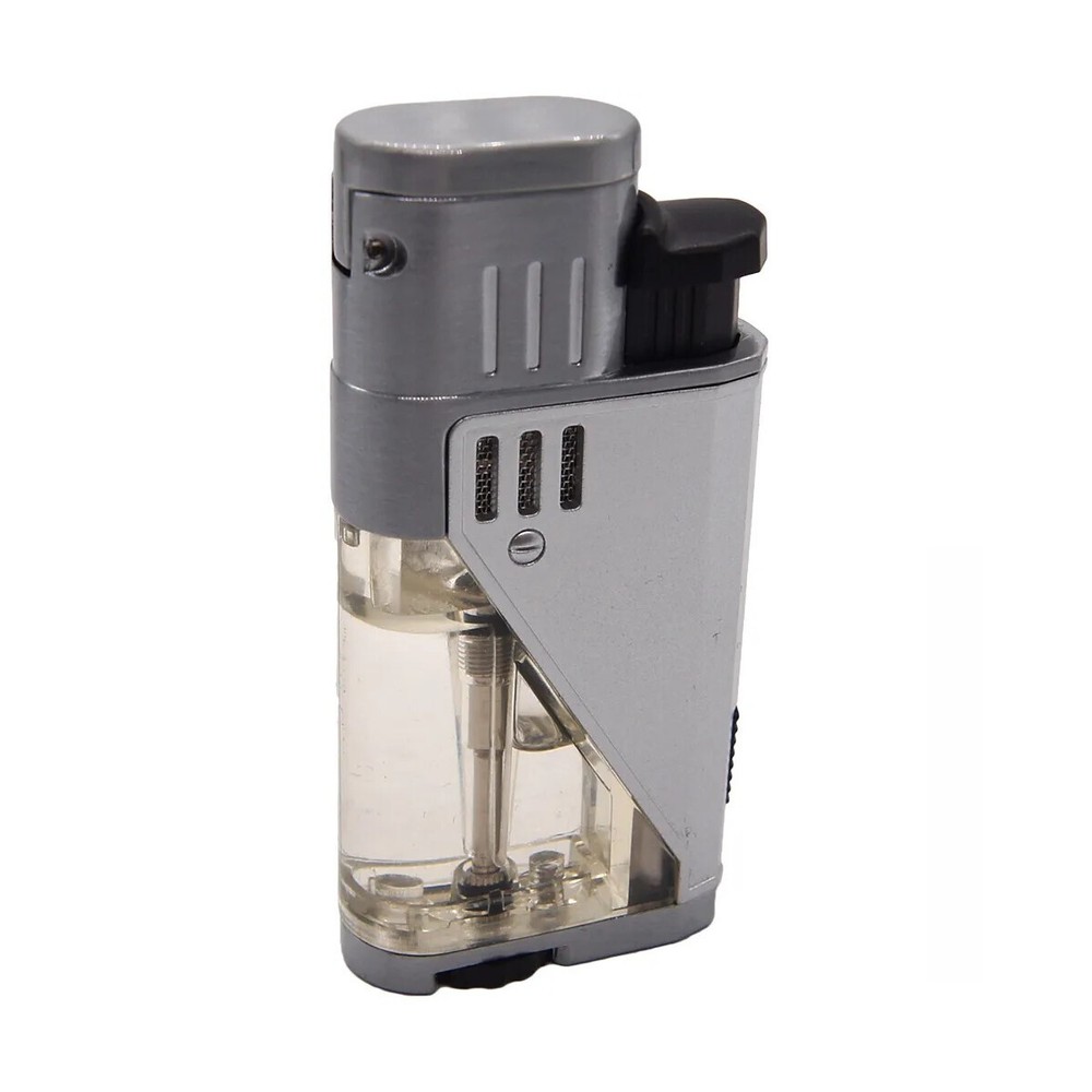Double Jet Torch Lighter Cigar Windproof Flame Refillable w/Punch Clear Window S