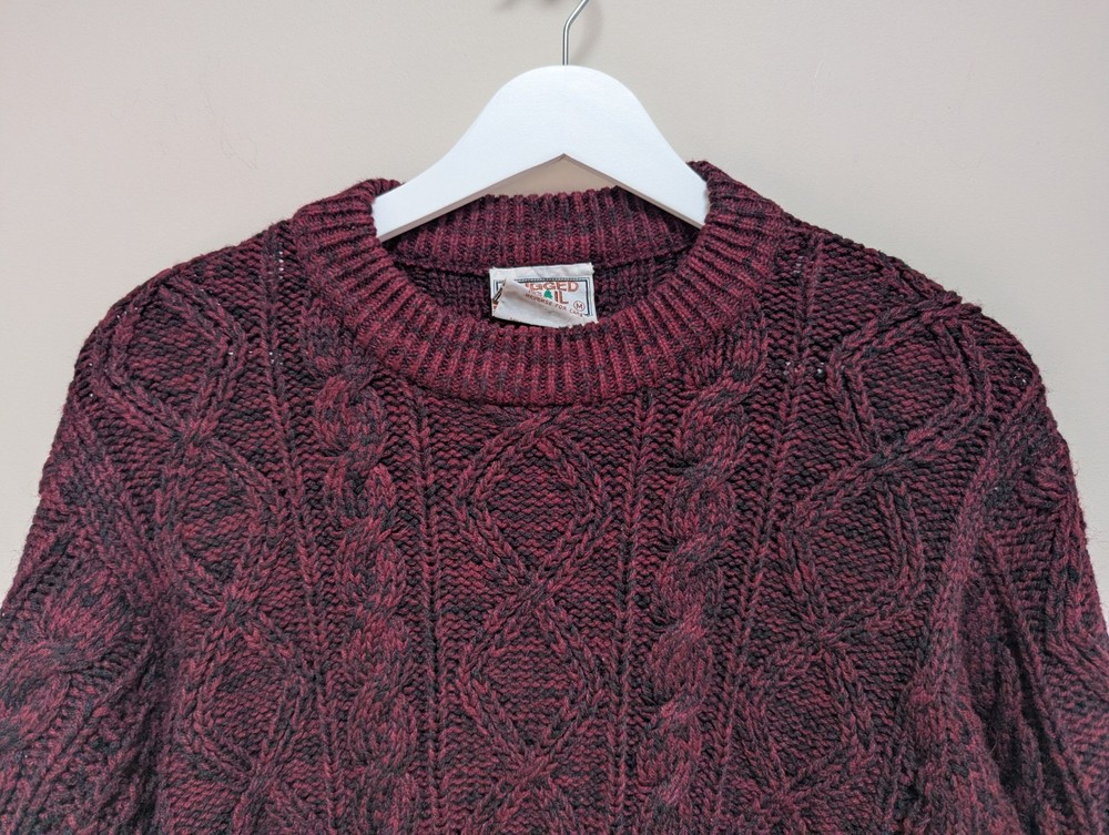 Rugged Trail Cable Knit Chunky Jumper Pullover Size Medium Burgundy