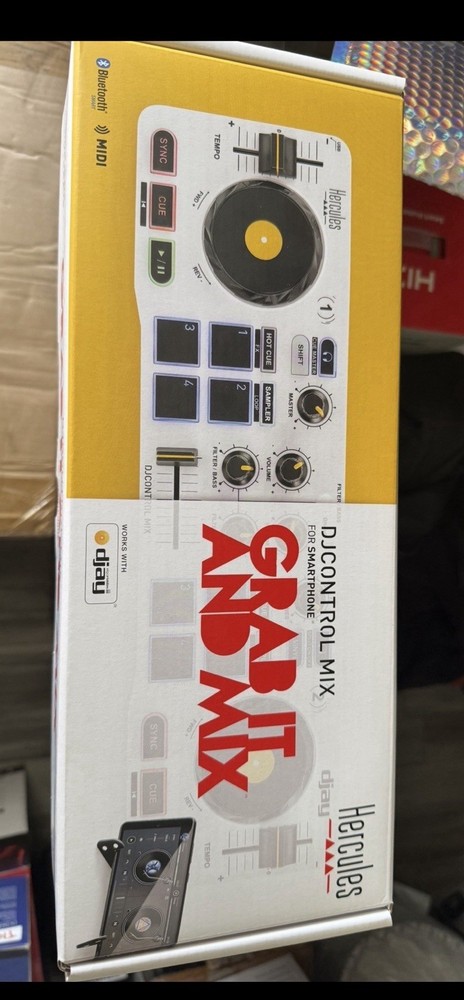 Hercules DJControl Mix Bluetooth Double Deck Controller, 2 Decks, 8 Pads, White…