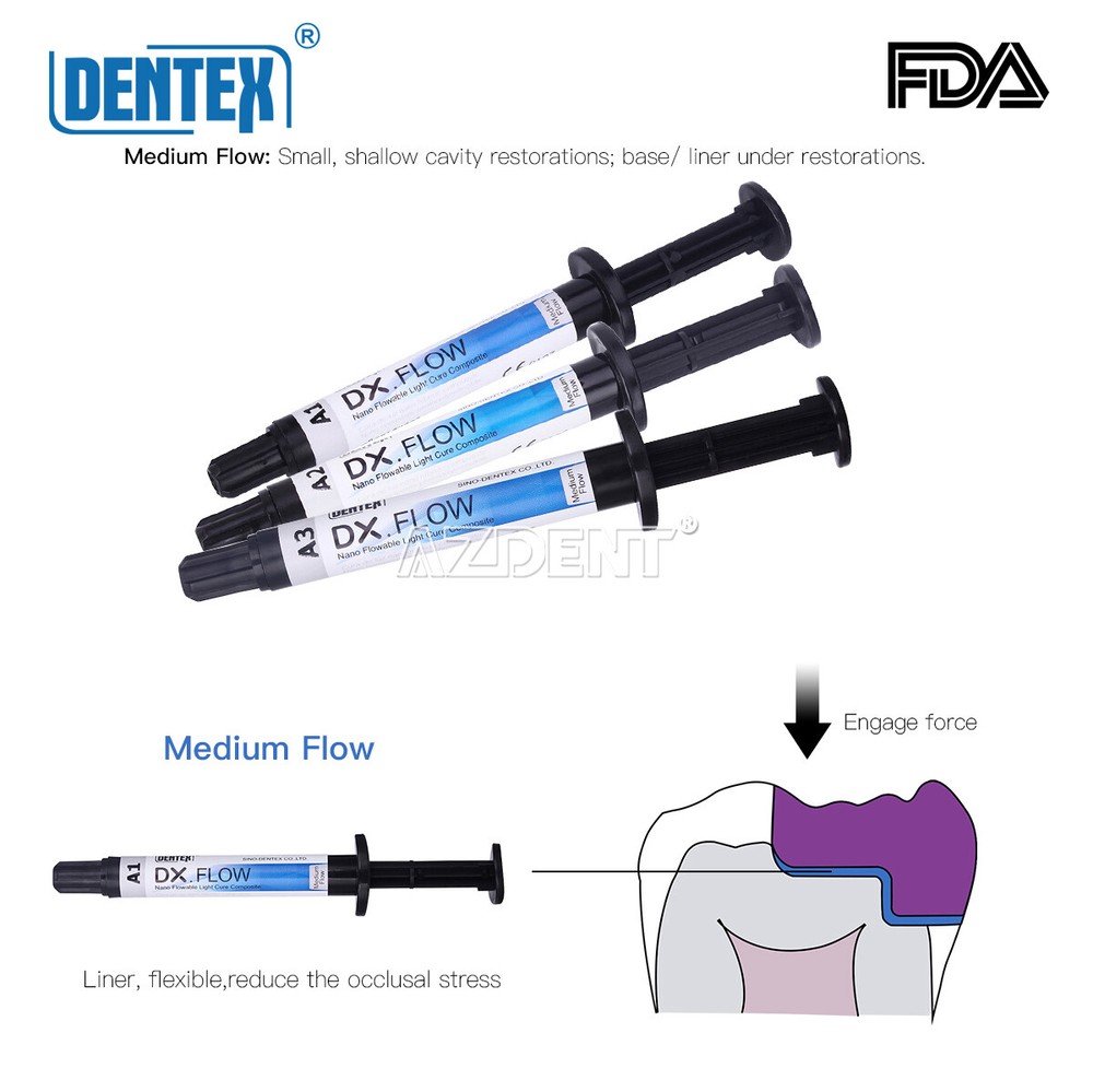 Dental Resin Flowable Light Cure A1/A2/A3 Composite Medium Flow 3g Repair Teeth