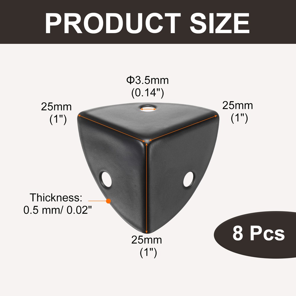 8PCS Metal Corner Protector 1 x 1 x 1 Inch (Black)
