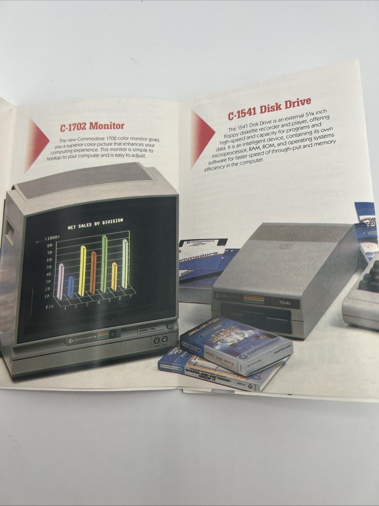 Vintage Commodore 64 Hardware / Software 5-fold Brochure Comparison Ad 1984