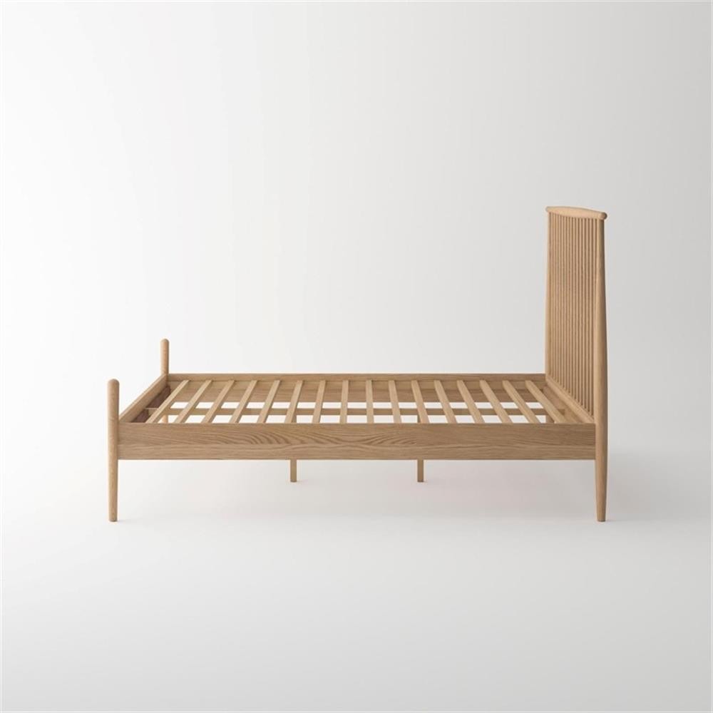Pemberly Row Mid-Century Solid White Oak Bedroom Set (Queen Bed + 2 Nightstands)