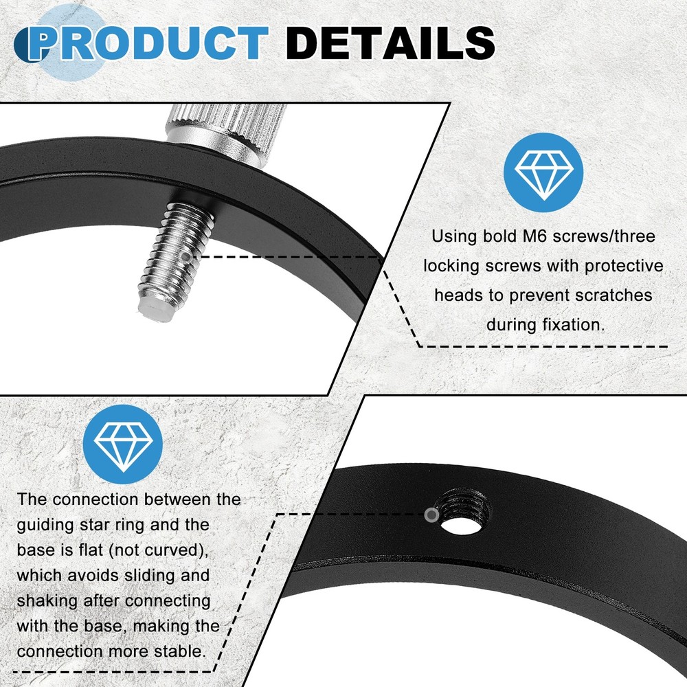 60mmD Adjustable Guiding Scope Rings, 2pcs Metal Guide Scope Rings, Black