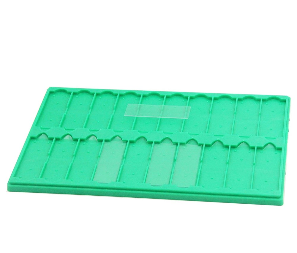 Plastic Microscope Slide Tray; 20 Capacity, Pack Green, Orange, Blue, White