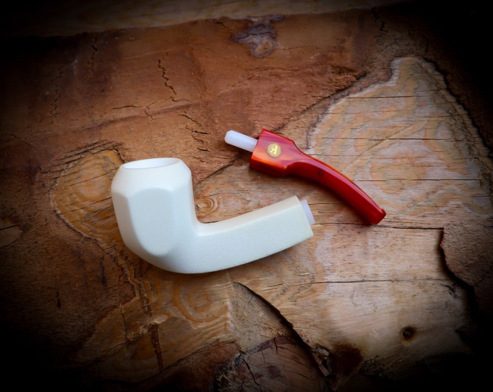 Translucent A+++, Smooth Panel Handmade Block Meerschaum Pipe - Astaş Meerschaum