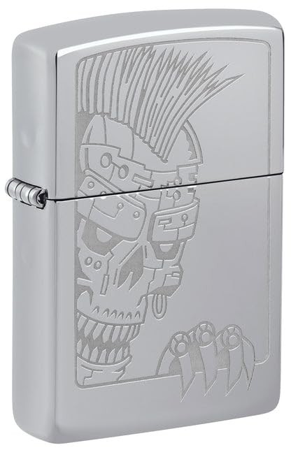Zippo Lighter - Customized Engraved Message Windproof Mohawk Skull Design 46426