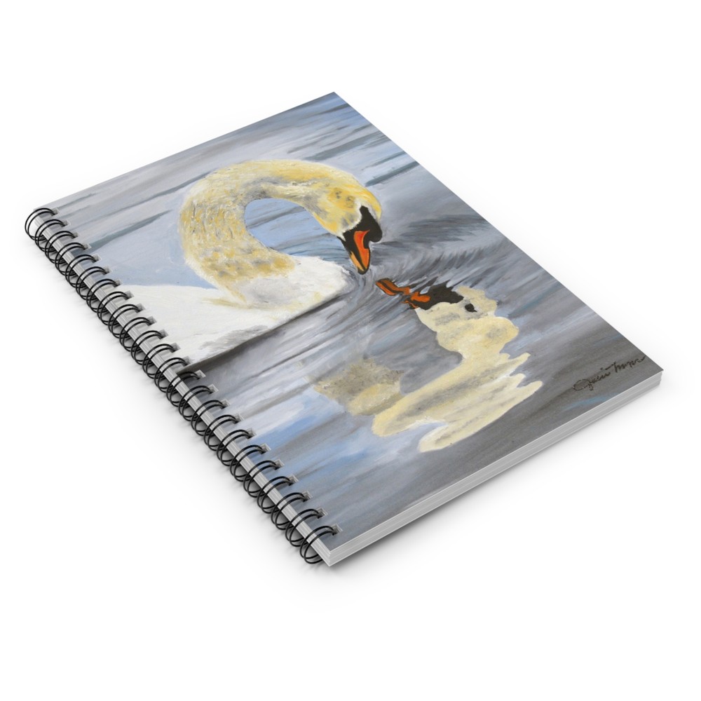 Spiral Notebook - Ruled Line Swan Reflection Print