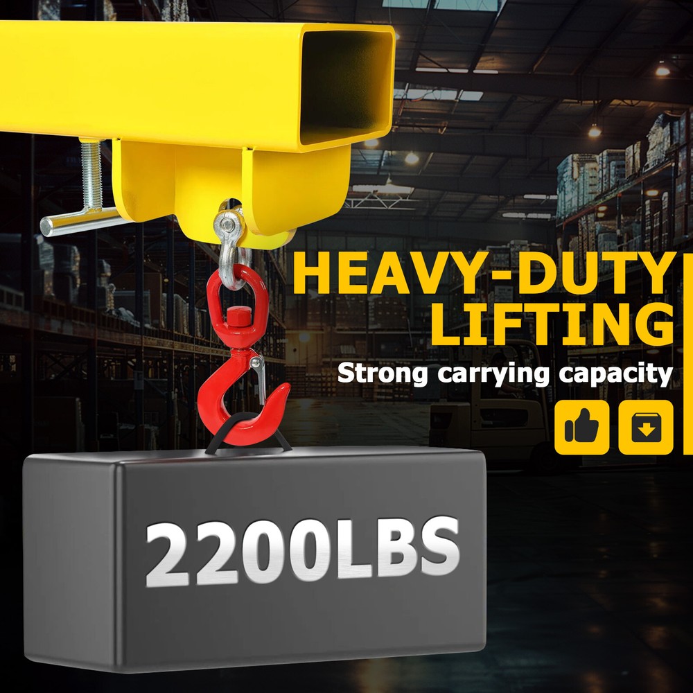 Adjustable Forklift Lifting Hoist Hook Attachment Mobile Forklift Crane 2200lbs