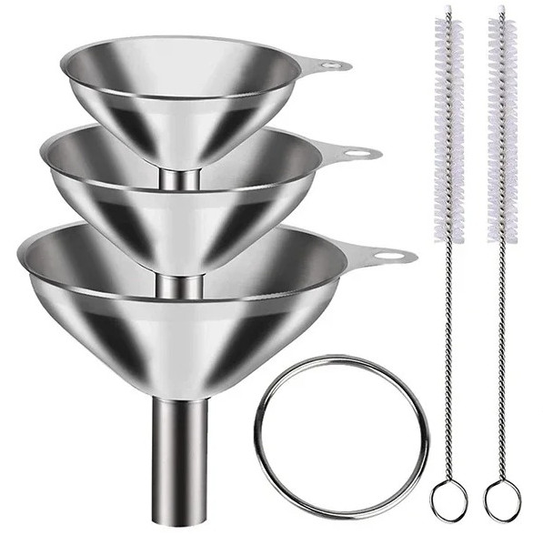 6 Pcs Stainless Steel Mini Funnels for Kitchen Use Large Tiny Small Funnel
