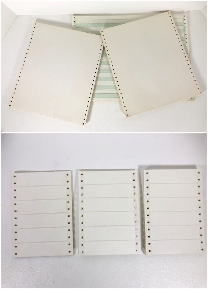 Continuous Dot Matrix Vintage Printer Paper Labels Tractor Feed Green Bar Solid