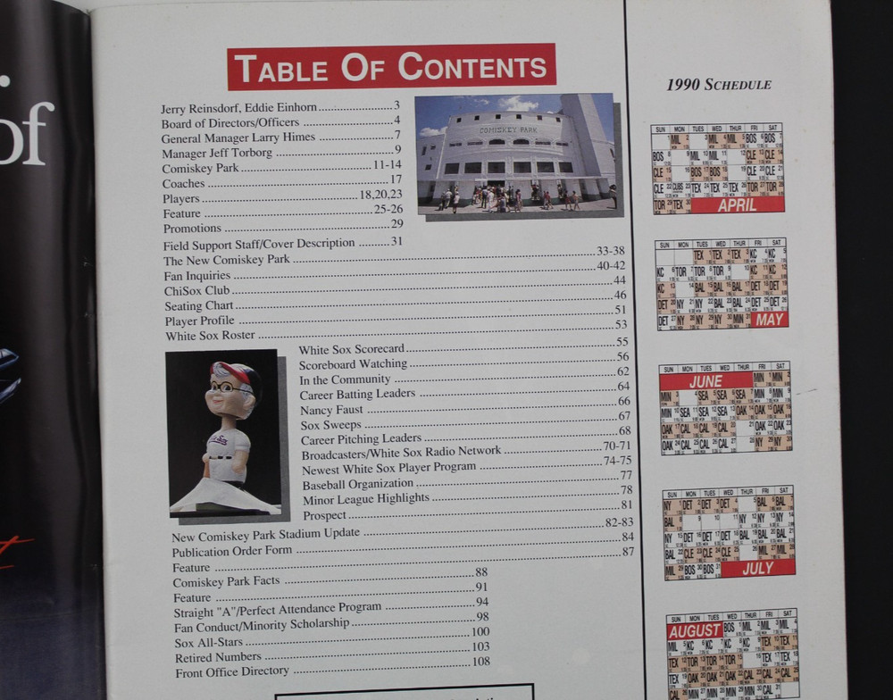 1990 MLB Chicago White Sox program / Comiskey Park final game / Thomas debut (A)