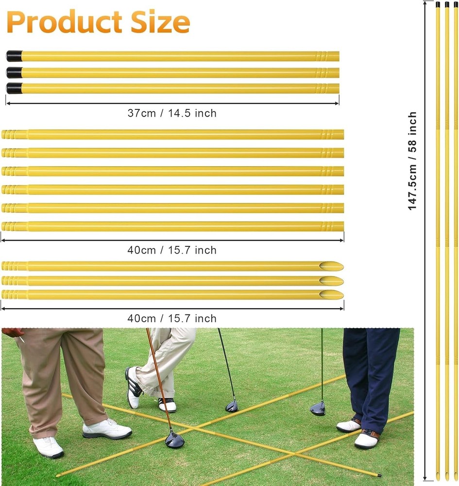 Golf Alignment Sticks 3 Pack 58 Inch Adjustable Swing Practice Rods for Aimin...