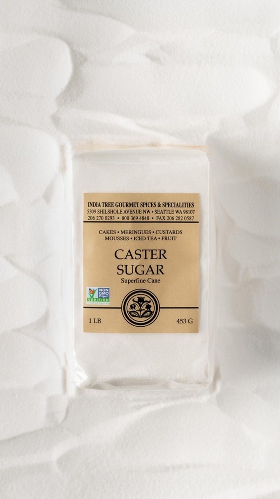 India Tree Superfine Caster Sugar 16oz Ultra Fine Dissolves Easily for Baking