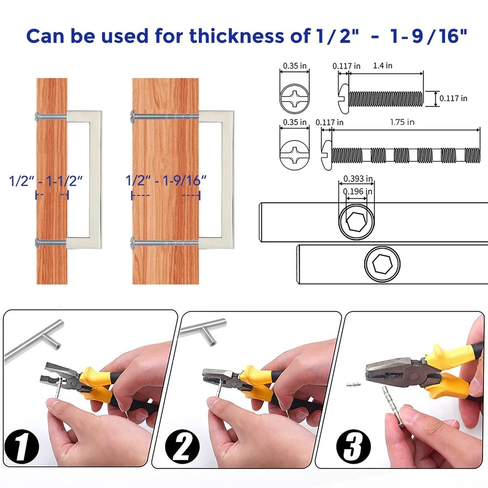 10 Pack 5 Inch Kitchen Square Cabinet Handles Satin Nickel Pulls Brushed Nick...