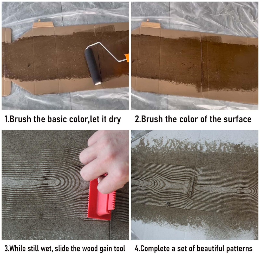 Wood Graining Tool, 4 PCS Grain Tool Set, Rubber Empaistic 4pcs, 4pcs