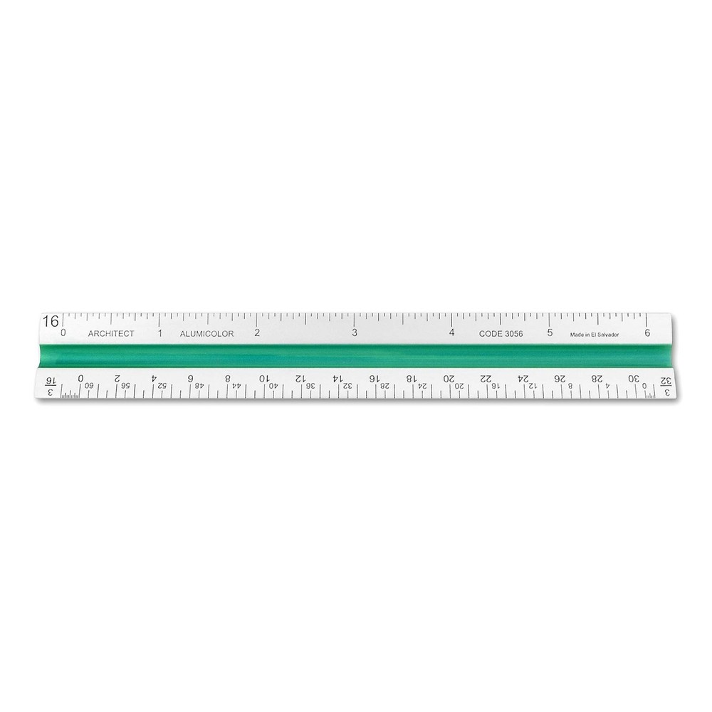 Alumicolor Aluminum Architect Color-Coded Solid Drafting Scale, 6IN, Silver,3...