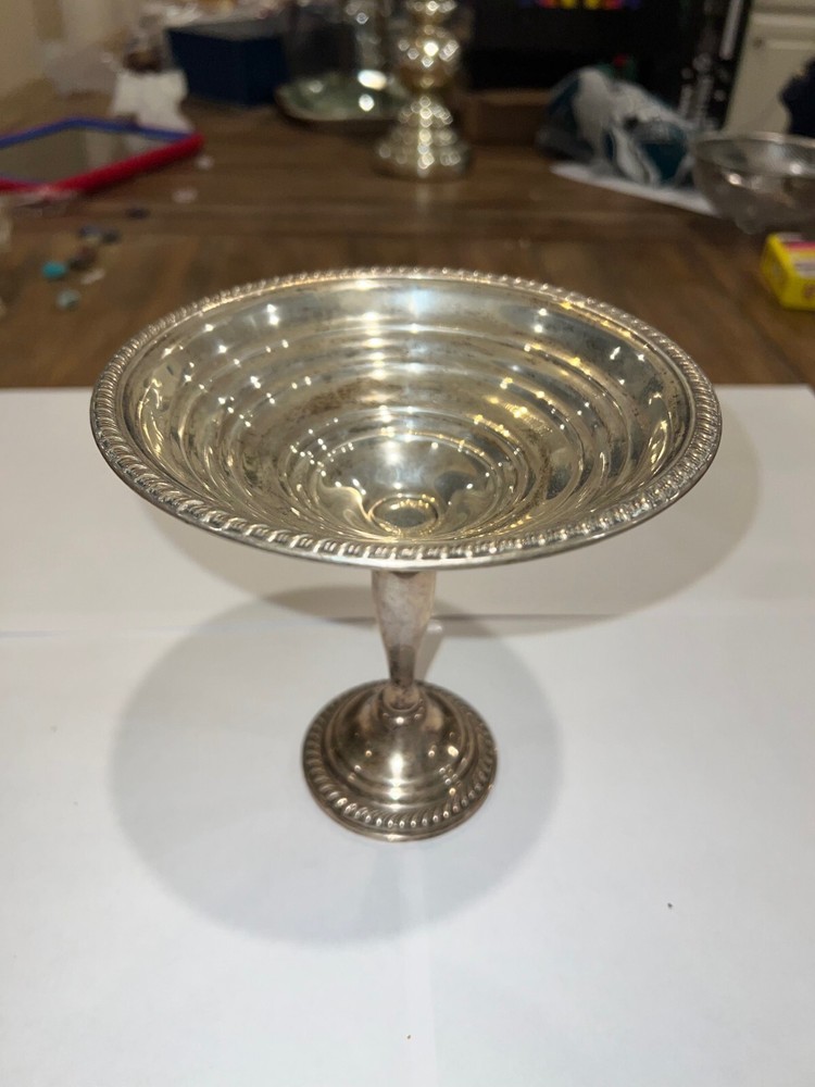Antique Empire Sterling Silver Weighted Base Compote